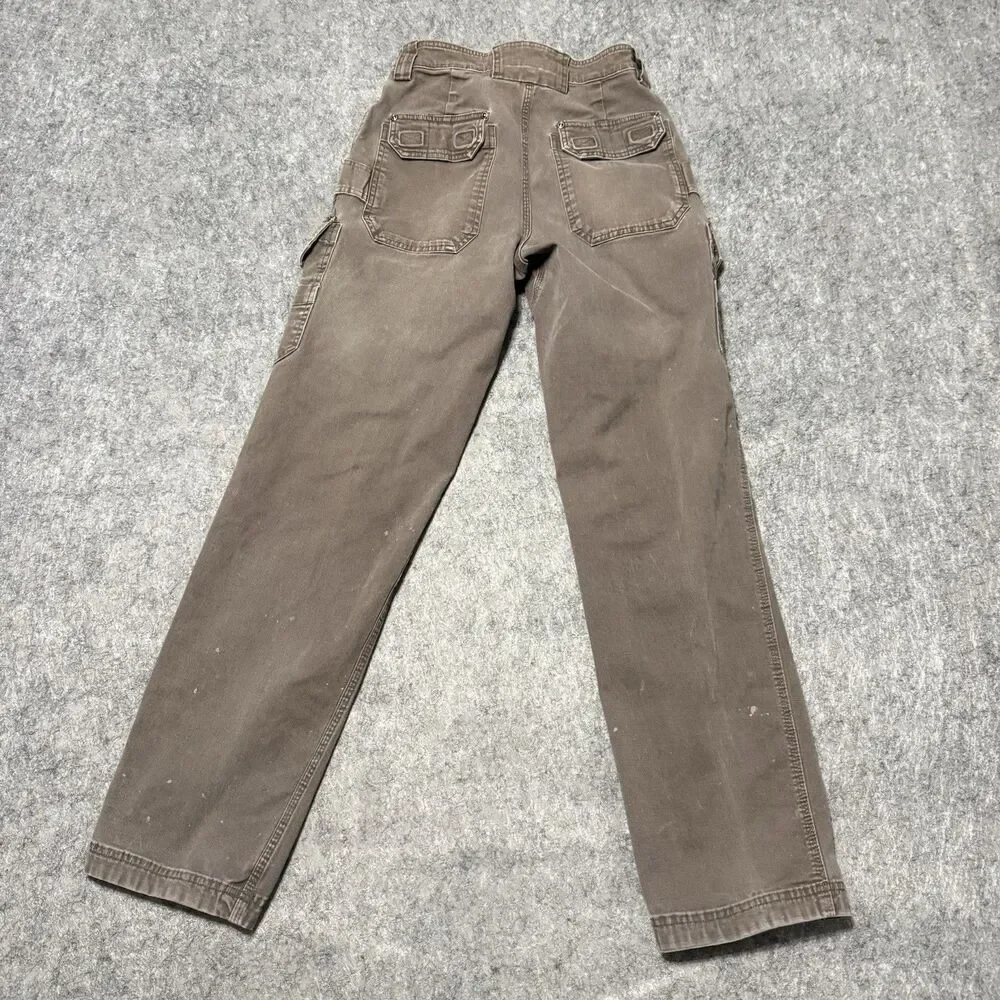 Duluth Flex Fire Hose Cargo Work Pants 30x34 Brown Distressed Paint Splatter Men